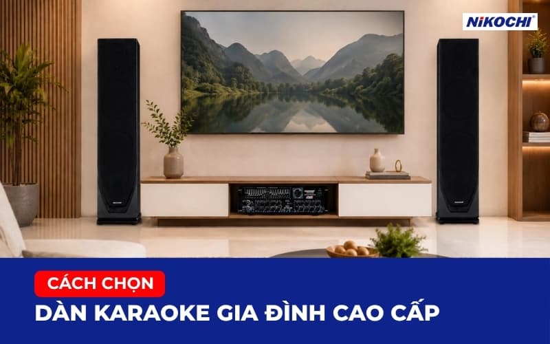 Dàn karaoke gia đình cao cấp trong phòng khách hiện đại