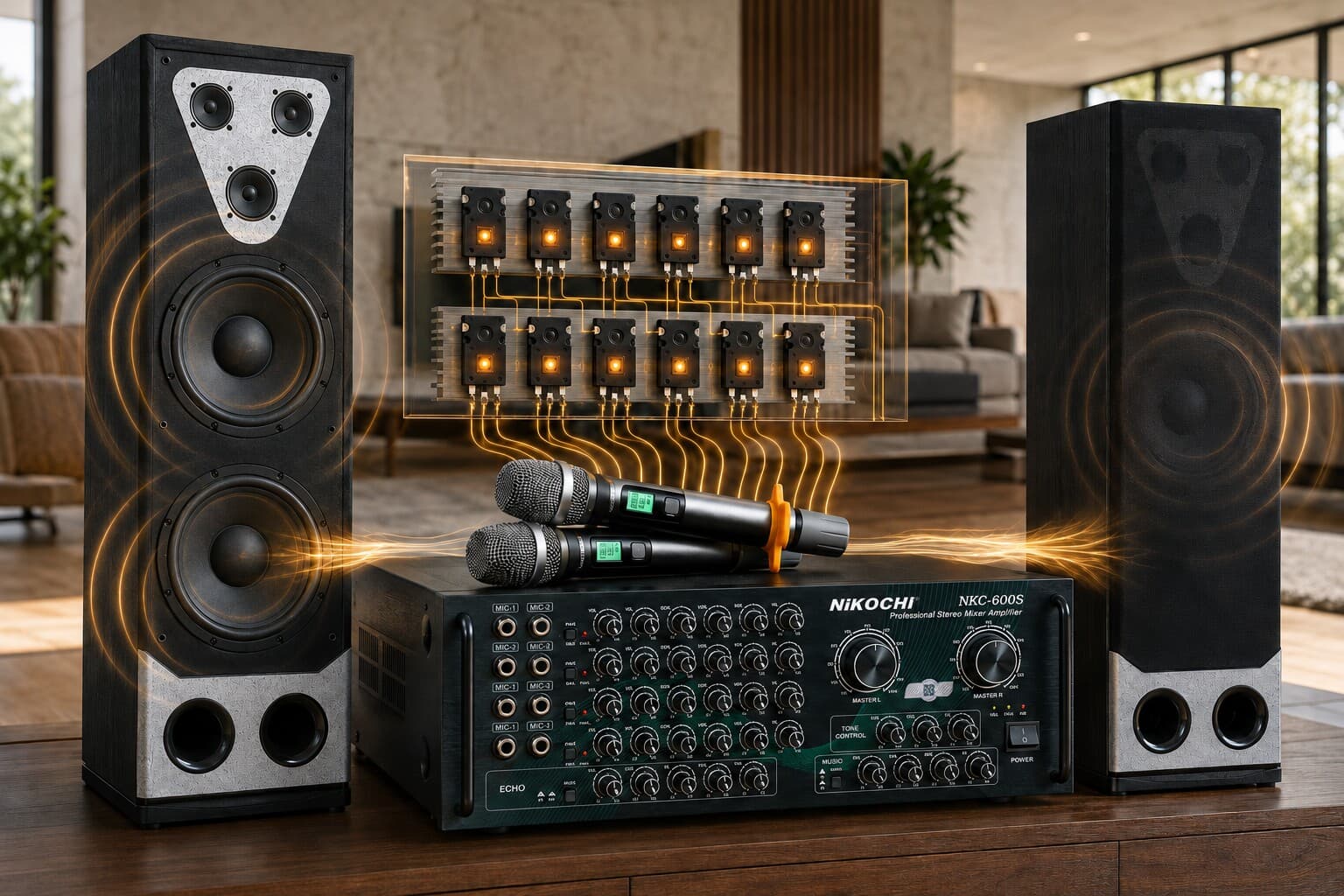 MG13 mockup cong suat 700W transistor Sanken