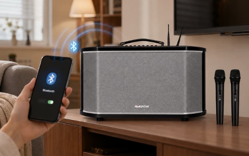 Loa active NIKOCHI hoạt động trong hệ thống karaoke gia đình