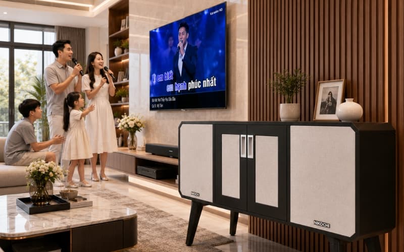 Loa liền công suất tiếp nhận và xử lý tín hiệu âm thanh từ tivi