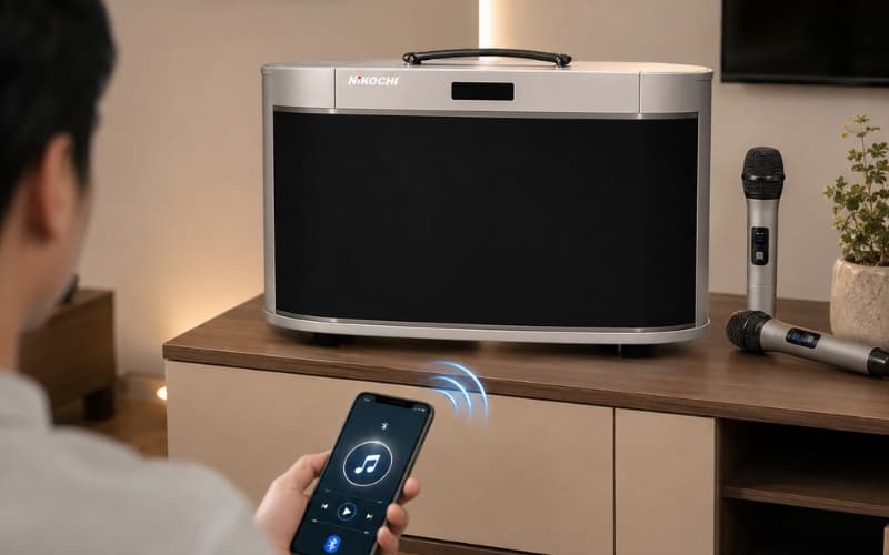 Hướng loa về khu vực ngồi nghe chính trong phòng khách