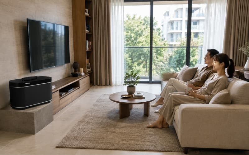 Xử lý âm thanh cho phòng khách nhiều kính